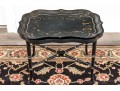 Georgian Style Faux Bamboo Ebonized And Laquered Tray Top Table