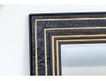 Stylish Pair Of Geometric Striped, Ebonized, And Gilt Finished Mirrors