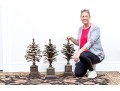 Set Of Three Metallic Palm Form Architectural Elements