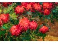 Signed Oil On Canvas, Landscape With Roses And Cyprus Trees