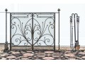 Ornate Black Finished Fire Screen With Doors And Tools