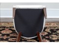 Stylish Set Of Six Upholstered Side Chairs With Sculpted Seat Backs