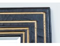 Stylish Pair Of Geometric Striped, Ebonized, And Gilt Finished Mirrors