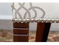 Stylish Set Of Six Upholstered Side Chairs With Sculpted Seat Backs