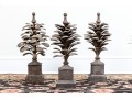 Set Of Three Metallic Palm Form Architectural Elements