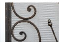 Ornate Black Finished Fire Screen With Doors And Tools