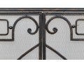 Ornate Black Finished Fire Screen With Doors And Tools