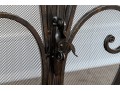 Ornate Black Finished Fire Screen With Doors And Tools