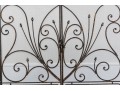 Ornate Black Finished Fire Screen With Doors And Tools