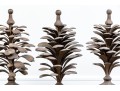Set Of Three Metallic Palm Form Architectural Elements