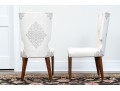 Stylish Set Of Six Upholstered Side Chairs With Sculpted Seat Backs