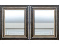 Stylish Pair Of Geometric Striped, Ebonized, And Gilt Finished Mirrors