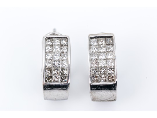 14k White Gold Contemporary Princess Cut Moissanite 