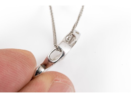 14k White Gold Large Open Diamond Heart Pendant, App. 0.07 TCW, With Chain