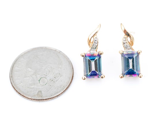 10k Yellow Gold Pretty Mystic Topaz Slight Drop Earrings (UPDATED)