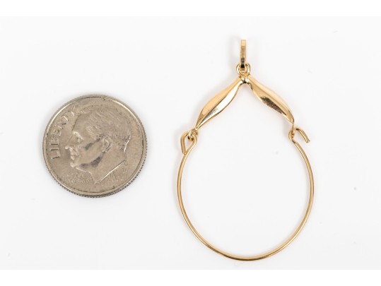 14k Yellow Gold  Retro Charm Holder Pendant