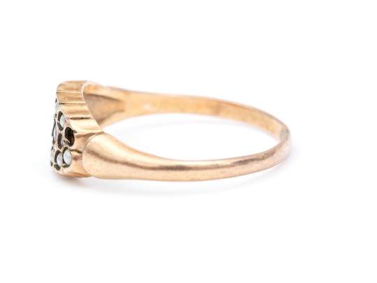 14k Gold Vintage Glass And Seed Pearl Ring, As-is Condition, Size 10