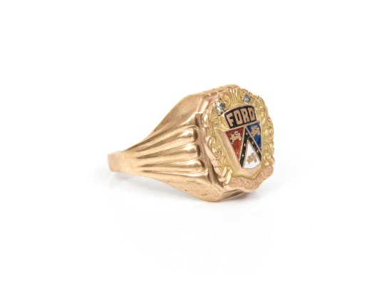 10k Yellow Gold Vintage Ford 500 Club Ring, Size 11