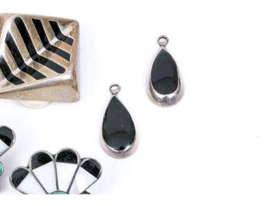 Lot Of Six Assorted Sterling Silver Southwestern Earrings And One Pair Of Jackets