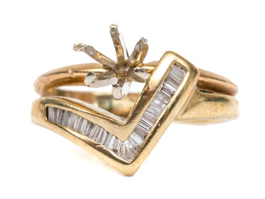 14k Yellow Gold Baguette Diamond 