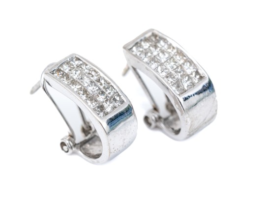 14k White Gold Contemporary Princess Cut Moissanite 