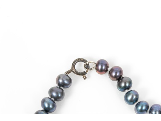 Striking Lot Of Two Cultured Black Freshwater Pearl Necklaces, And Bracelet