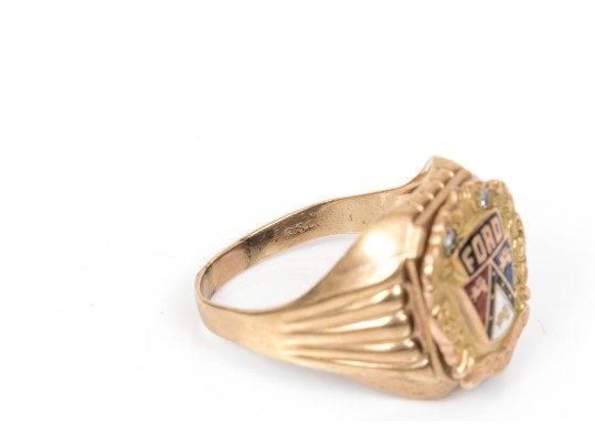 10k Yellow Gold Vintage Ford 500 Club Ring, Size 11