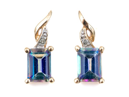 10k Yellow Gold Pretty Mystic Topaz Slight Drop Earrings (UPDATED)