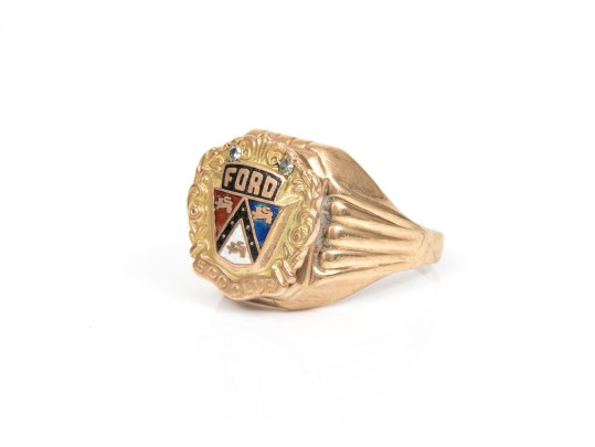 10k Yellow Gold Vintage Ford 500 Club Ring, Size 11