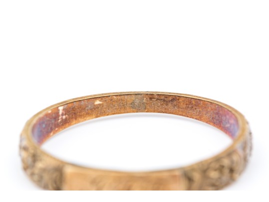 14k Gold Wonderful Antique Acanthus Leaf Edged Monogrammed Band Ring, Size 11.5