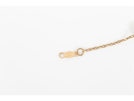 14k Yellow Gold Pretty Cultured White Freshwater Pearl Tin Cup Style Necklace