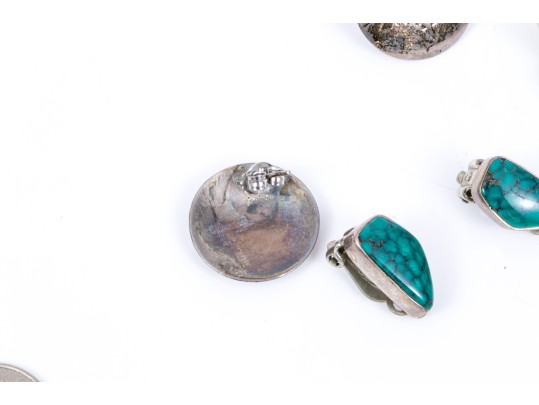 Lot Of Six Assorted Sterling Silver Southwestern Earrings And One Pair Of Jackets