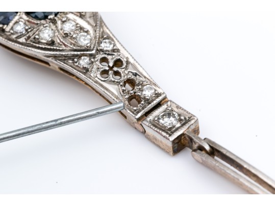 14k Beautiful Vintage Diamond (app. 0.33 TCW) And Sapphire Filigree Topped Bracelet