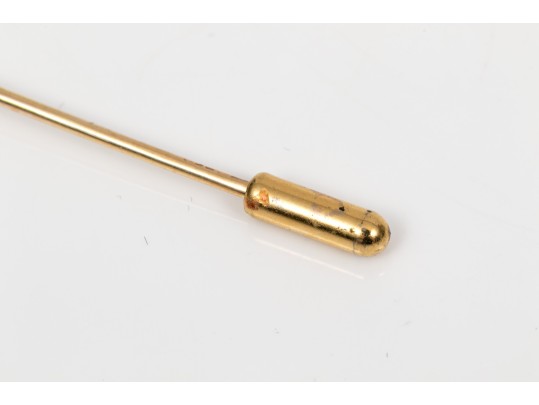 14k Yellow Gold Collection Of Three Vintage Stick Pins, Diamond And Cultured Pearl Motifs