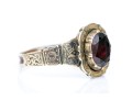 14k Gold And Gold Filled Antique Chased Foil Backed Garnet Ring, Size 8