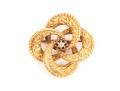 14k Yellow Gold Pretty Antique Knot Motif Brooch, With A Center White Sapphire