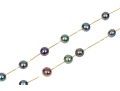 14k Yellow Gold Elegant Black Cultured Freshwater Pearl Tin Cup Style Necklace