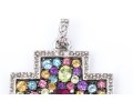 14k Yellow Gold Beautiful Chunky Multi Stone Cross Pendant
