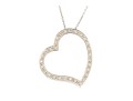 14k White Gold Large Open Diamond Heart Pendant, App. 0.07 TCW, With Chain