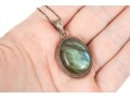 Sterling Silver Cable Chain Necklace With A Beautiful Labradorite Pendant