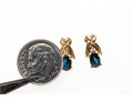 10k Yellow Gold Blue Sapphire Earrings, App. 1.06 TCW, Topped With White Sapphires