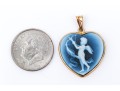 Interesting 14K Heart Form Blue Cherub Cameo Pendant