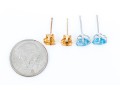14k Gold Collection Of Delicate Stud Earrings, Citrine And Blue Topaz Set