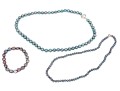 Striking Lot Of Two Cultured Black Freshwater Pearl Necklaces, And Bracelet
