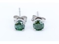 10k White Gold Pretty Green Moissanite Stud Earrings