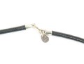 Sterling Silver Bold Striking Green Chalcedony Carved Butterfly And Leather Cord Necklace