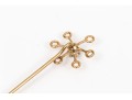 14k Yellow Gold Collection Of Three Vintage Stick Pins, Diamond And Cultured Pearl Motifs