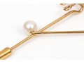 14k Yellow Gold Collection Of Three Vintage Stick Pins, Diamond And Cultured Pearl Motifs