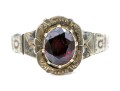 14k Gold And Gold Filled Antique Chased Foil Backed Garnet Ring, Size 8