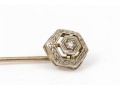 14k Yellow Gold Collection Of Three Vintage Stick Pins, Diamond And Cultured Pearl Motifs